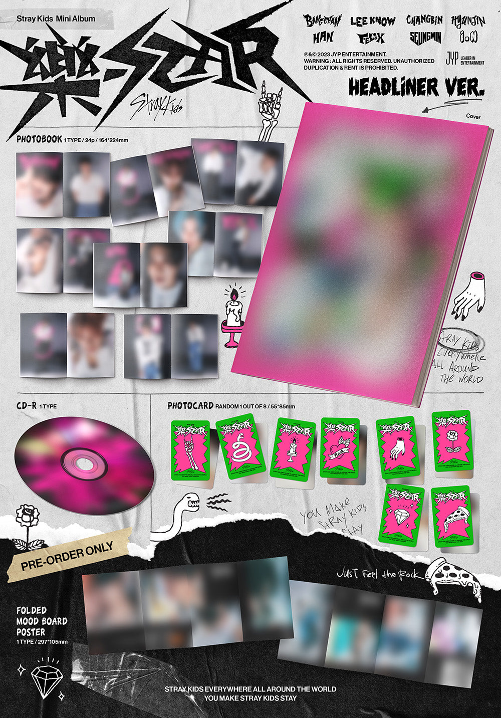 STRAY KIDS Mini Album 樂 ROCK STAR Headliner Version