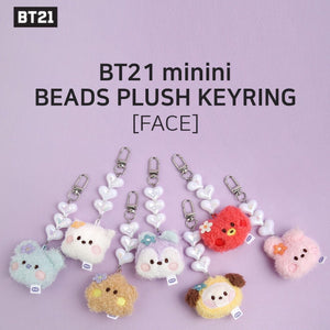 BT21 Minini Official Beads Plush Face Keyring