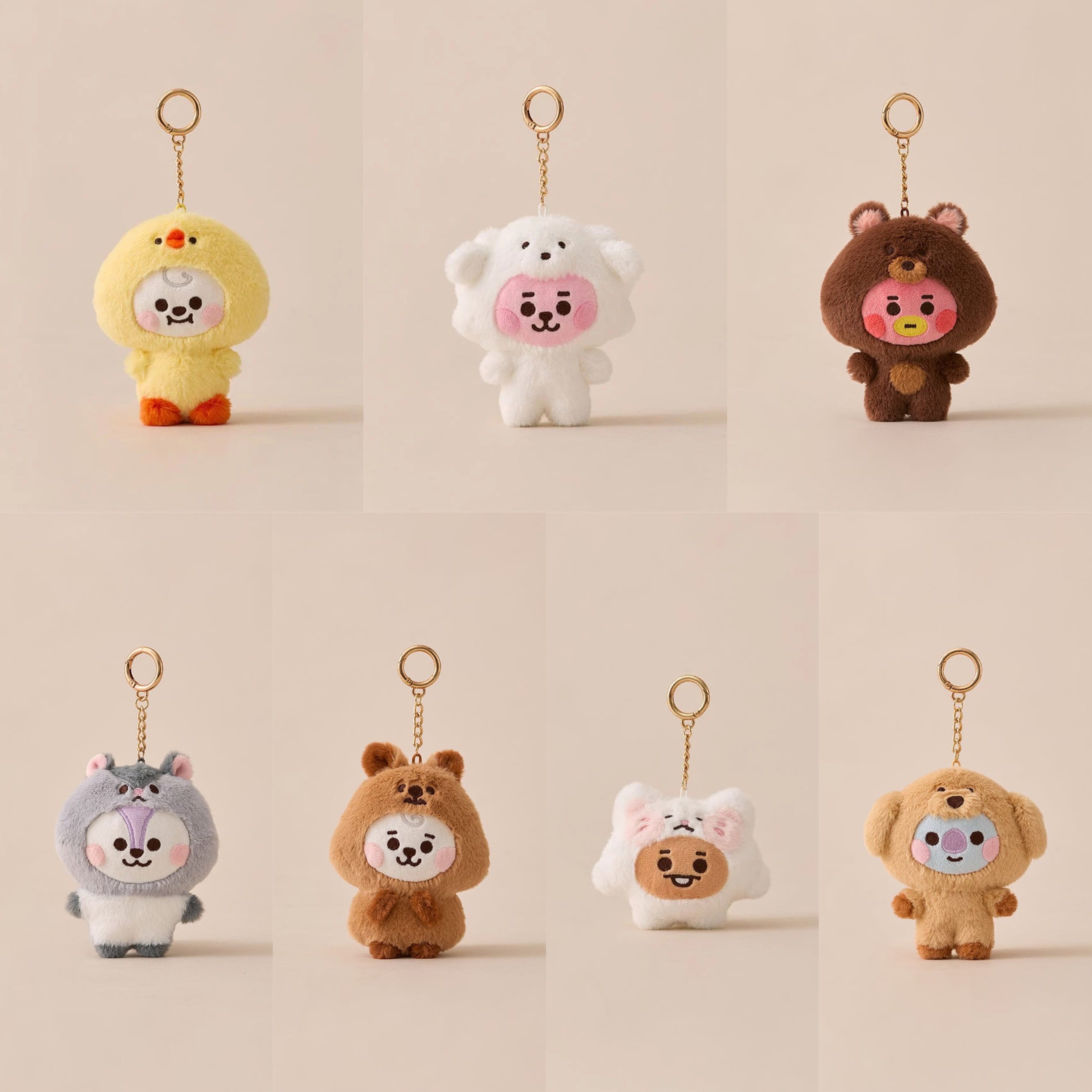 【TATA】BT21 BABY FLUFFY DOLL KEYRING BTS BT21 Official Authentic Goods TATA BABY FLAT FUR DOLL