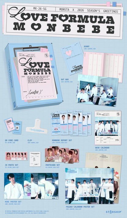 MONSTA X - LOVE FORMULA MONBEBE Official 2026 Season’s Greetings + POB
