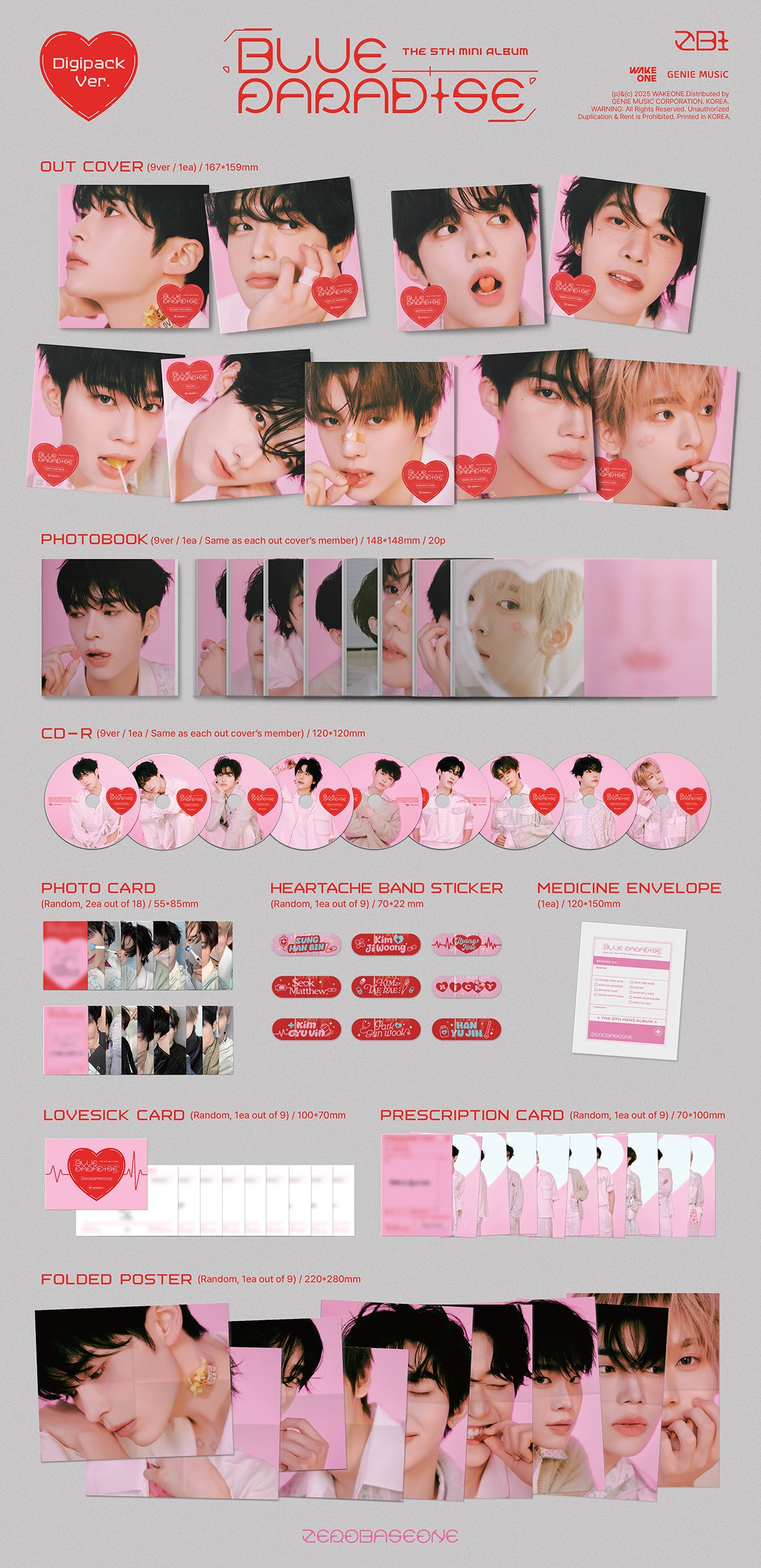 ZEROBASEONE ZB1 - BLUE PARADISE 5th Mini Album Digipack Version