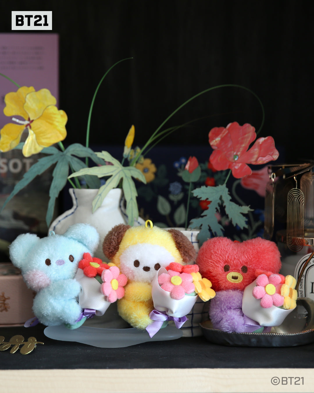 BT21 minini Official Bouquet Plush Keyring