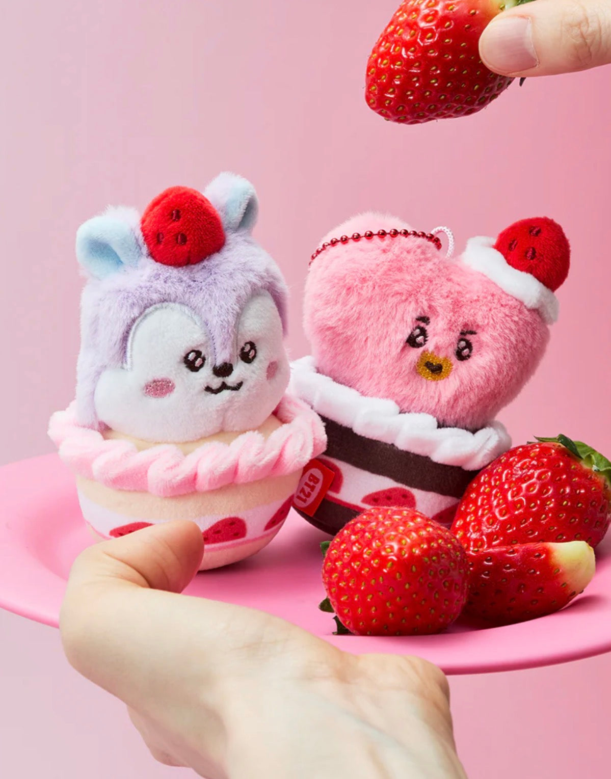 BT21 Official Strawberry Party Plush Keyring