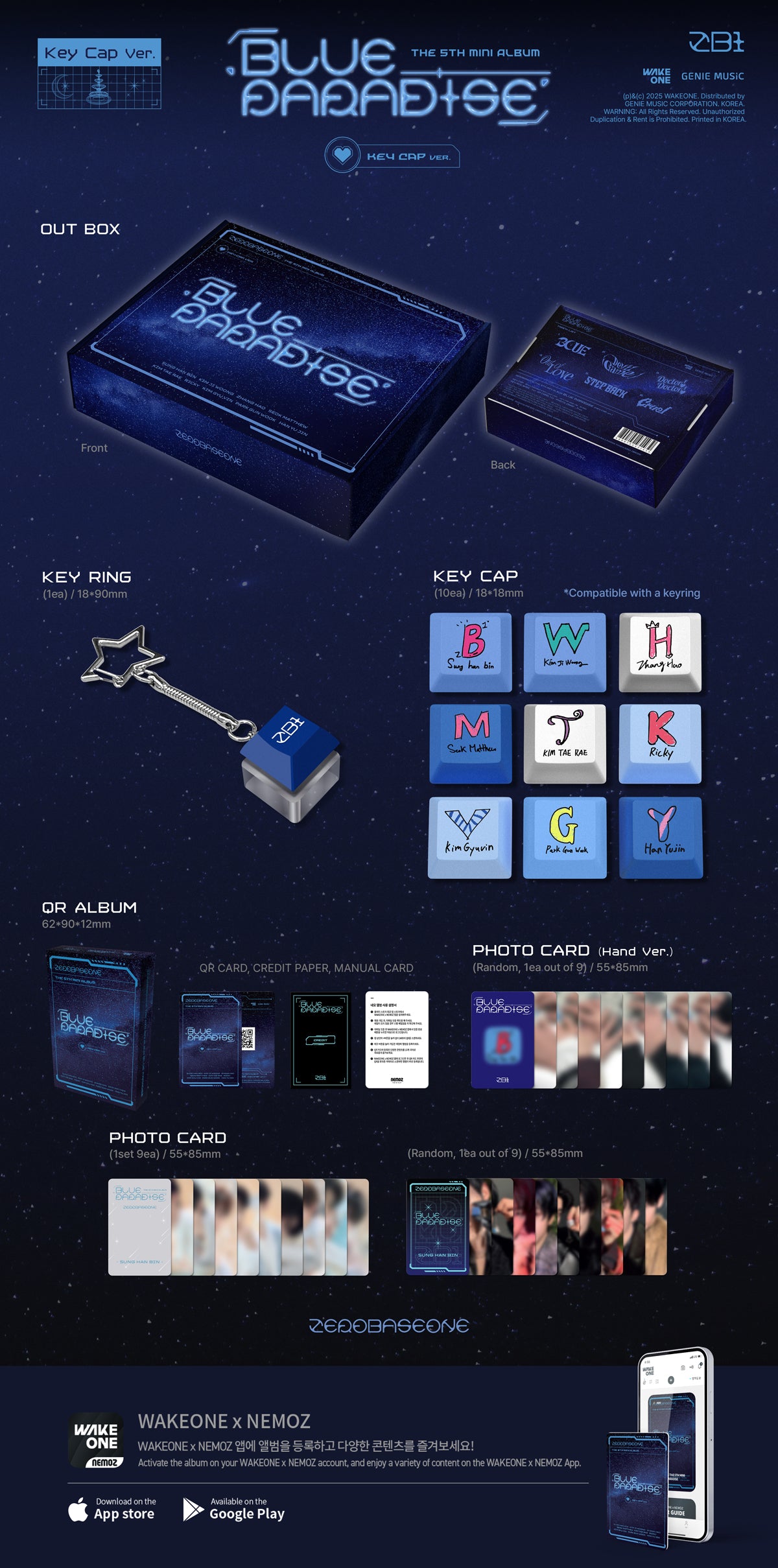 ZEROBASEONE ZB1 - BLUE PARADISE 5th Mini Album KEY CAP Ver – K-STAR