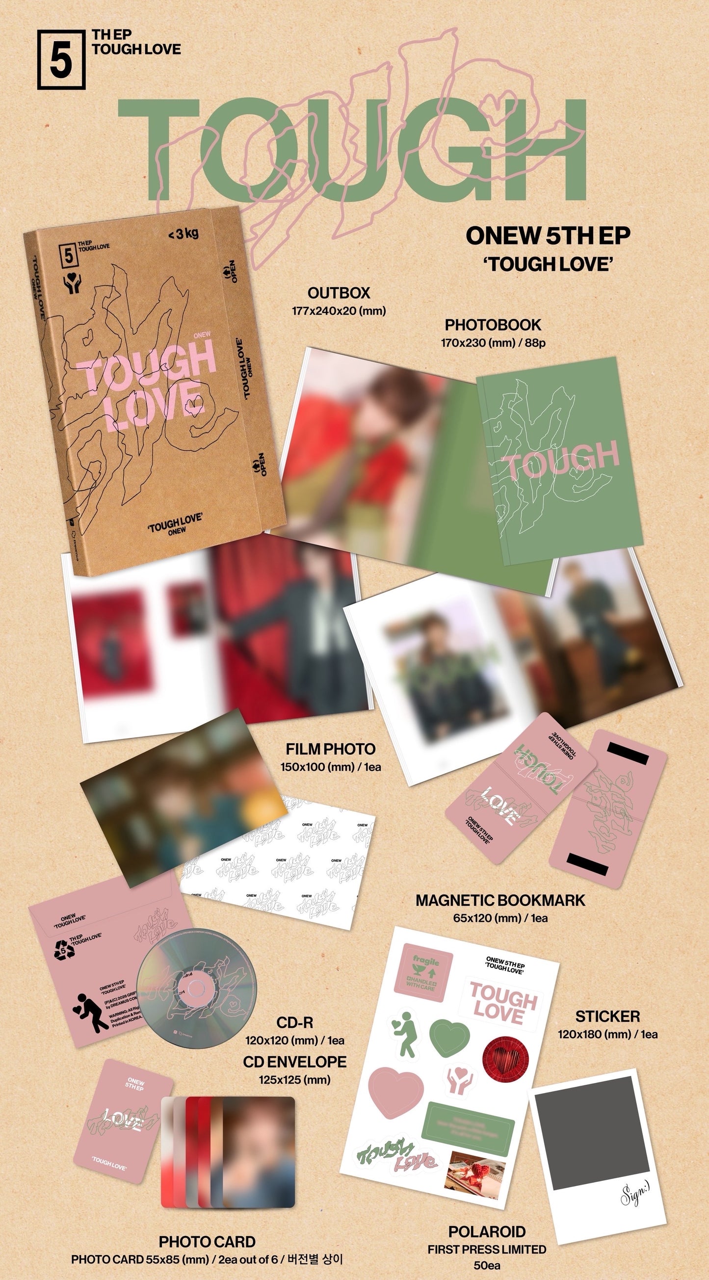 ONEW - TOUGH LOVE 5th EP Mini Album BOOK Ver