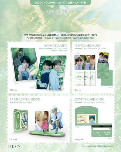 DICON VOLUME N°29 NCT WISH - My Youth My Wish A TYPE