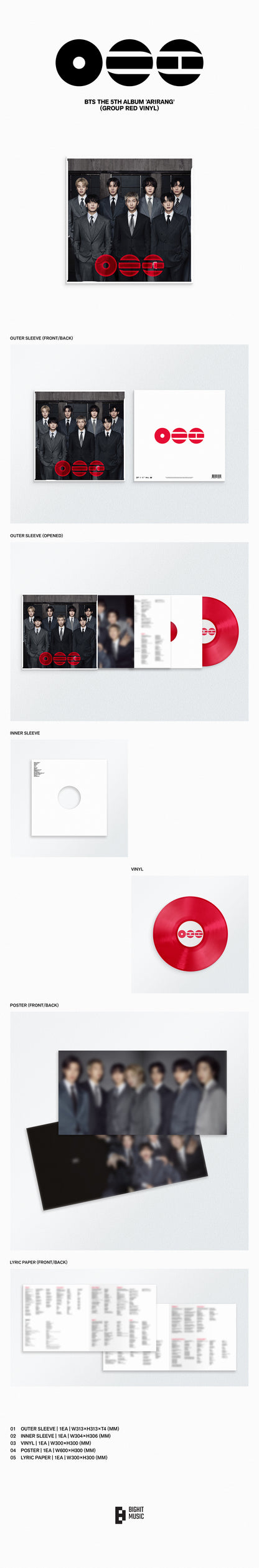 BTS - ARIRANG 5th Album STANDARD VINYL Ver (Choose Your Fav Member)