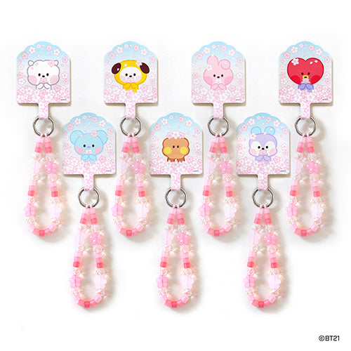 BT21 minini Official Cherry Blossom Phone Tag Holder