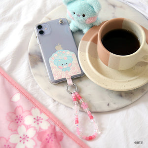 BT21 minini Official Cherry Blossom Phone Tag Holder