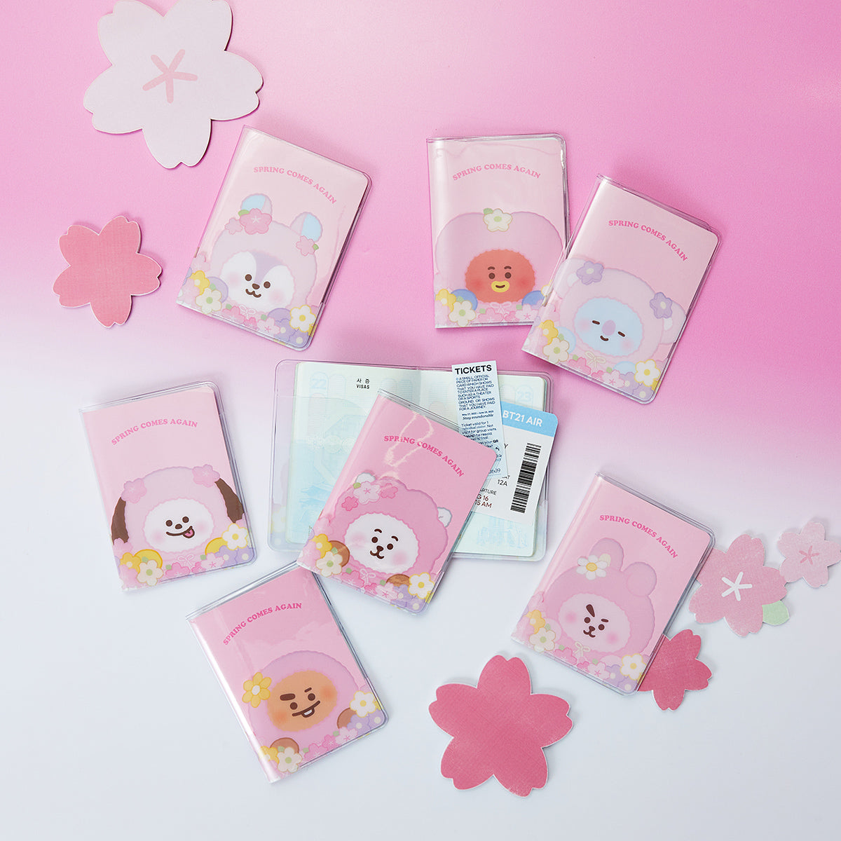 BT21 Official PVC Pocket Passport Case Spring Come Again Ver