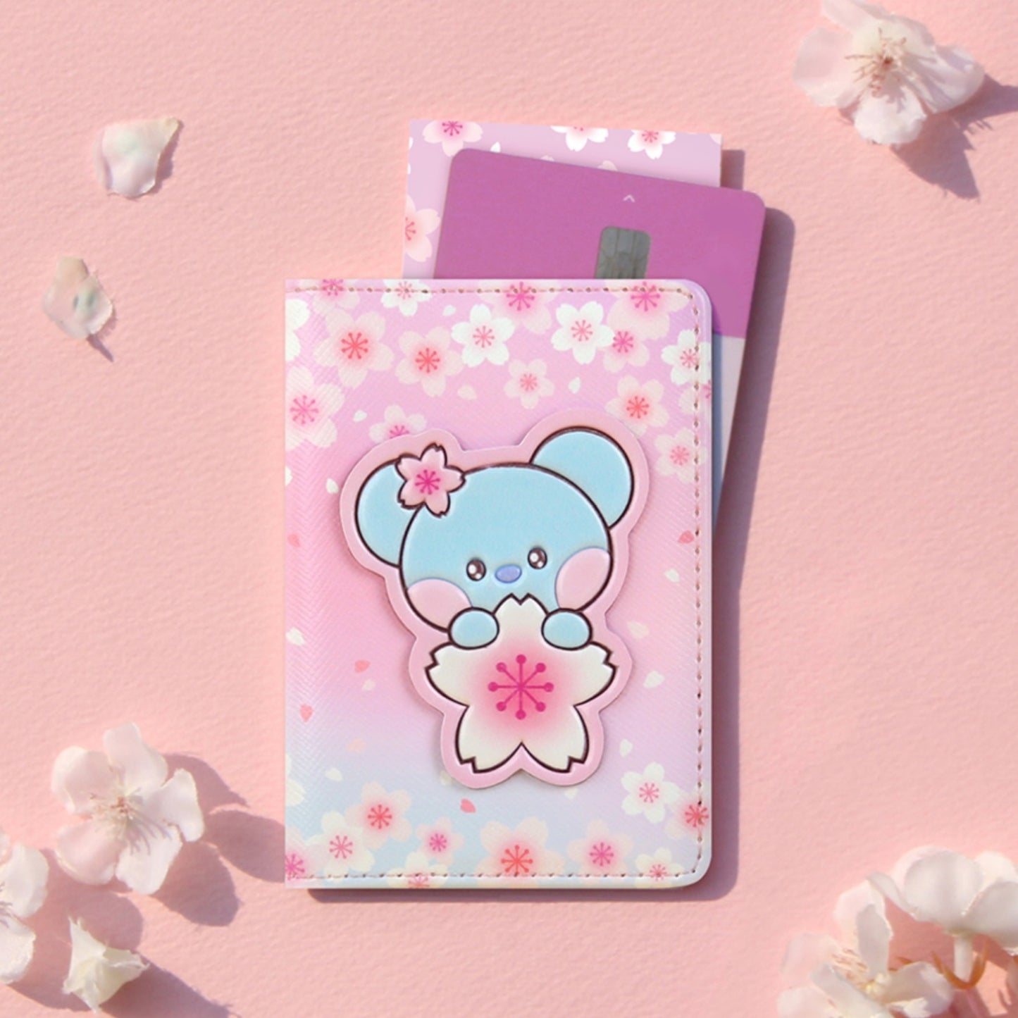 BT21 Minini Official Leather Patch Card Case Cherry Blossom Ver
