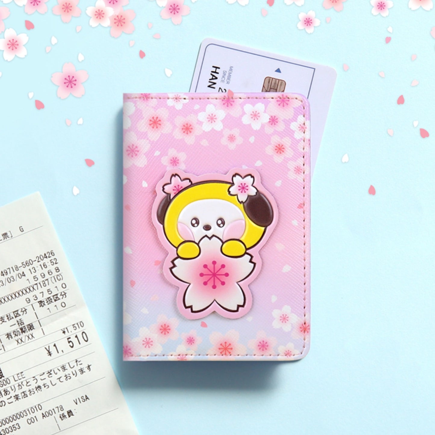 BT21 Minini Official Leather Patch Card Case Cherry Blossom Ver