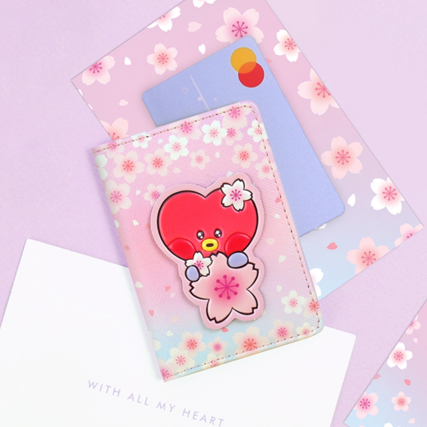 BT21 Minini Official Leather Patch Card Case Cherry Blossom Ver