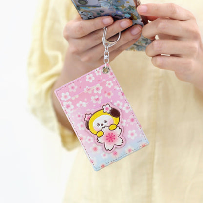 BT21 Minini Official Leather Patch Card Holder Cherry Blossom Ver