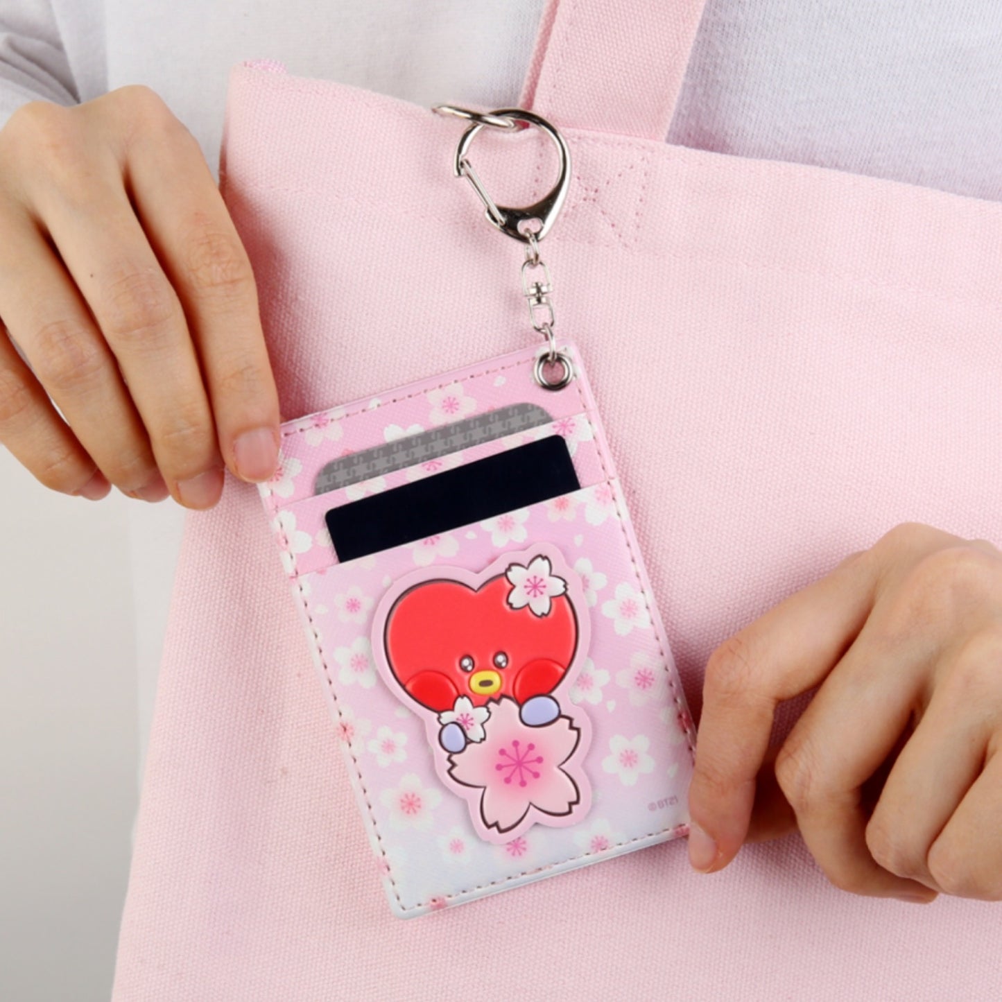 BT21 Minini Official Leather Patch Card Holder Cherry Blossom Ver