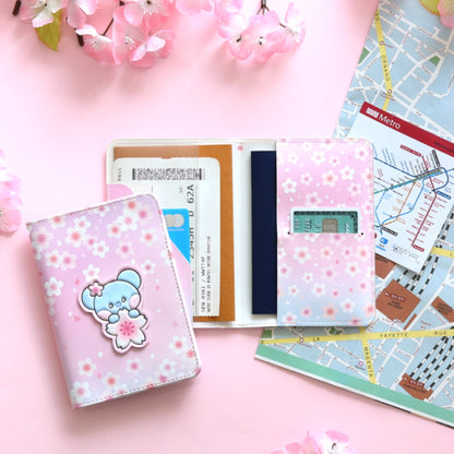 BT21 Minini Official Leather Patch Passport Cover Case S Size Cherry Blossom Ver