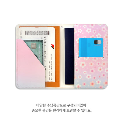 BT21 Minini Official Leather Patch Passport Cover Case S Size Cherry Blossom Ver