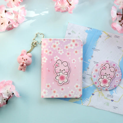 BT21 Minini Official Leather Patch Passport Cover Case S Size Cherry Blossom Ver