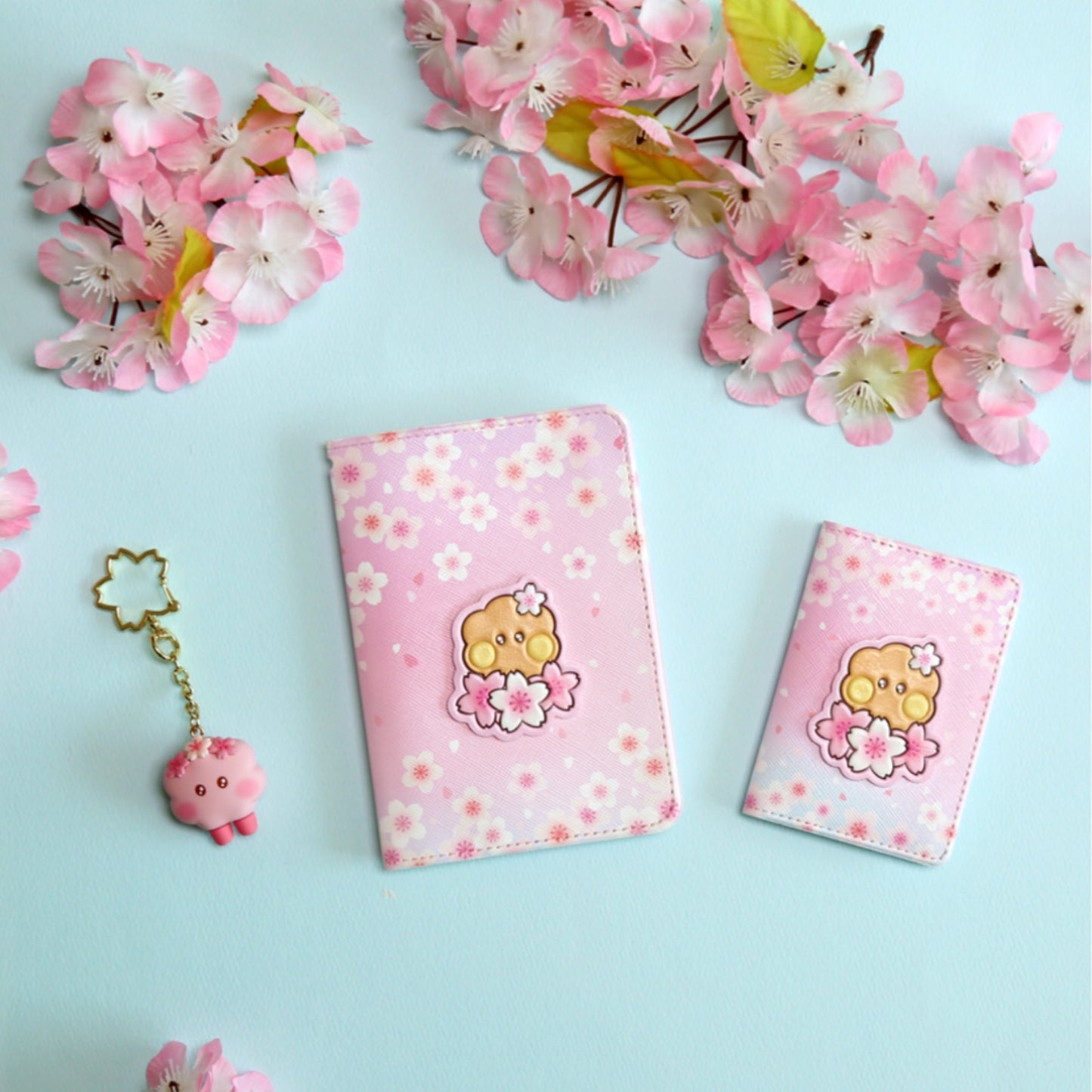 BT21 Minini Official Leather Patch Passport Cover Case S Size Cherry Blossom Ver