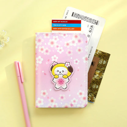 BT21 Minini Official Leather Patch Passport Cover Case S Size Cherry Blossom Ver