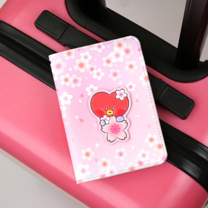 BT21 Minini Official Leather Patch Passport Cover Case S Size Cherry Blossom Ver