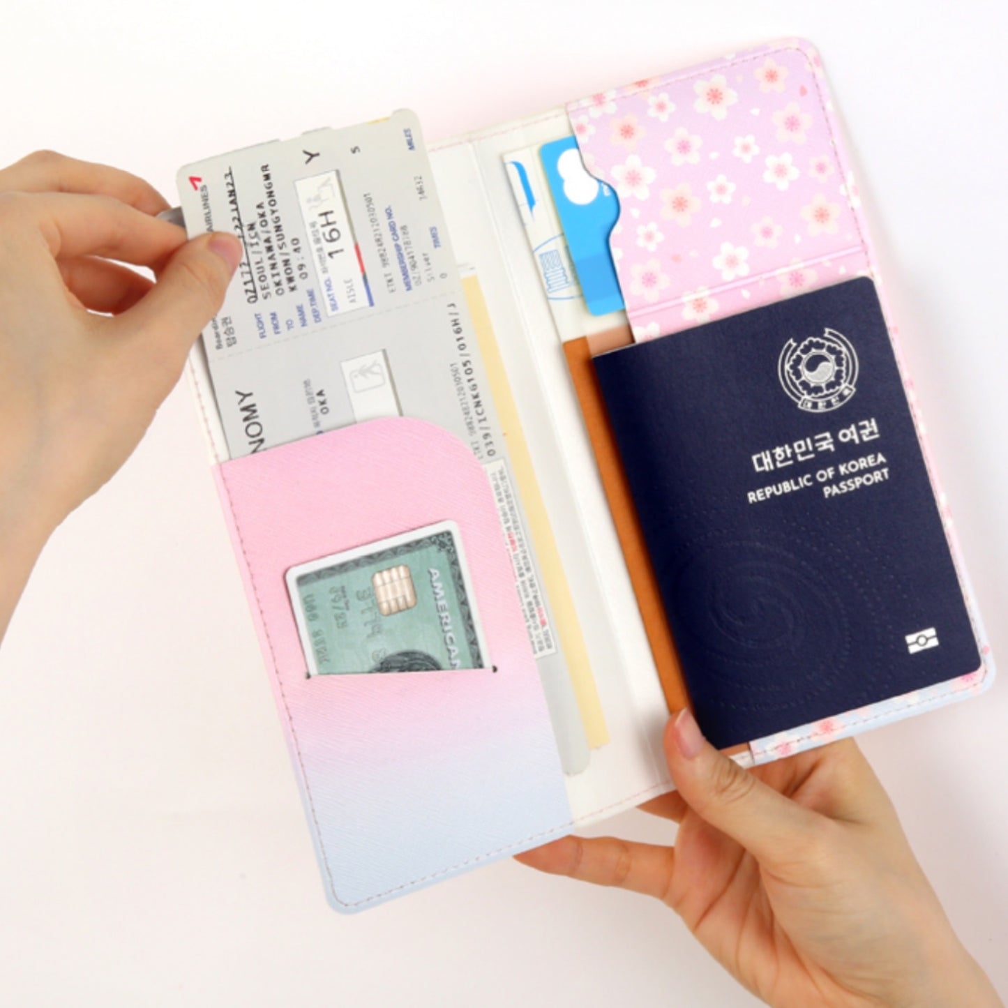 BT21 Minini Official Leather Patch Passport Cover Case L Size Cherry Blossom Ver