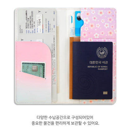 BT21 Minini Official Leather Patch Passport Cover Case L Size Cherry Blossom Ver