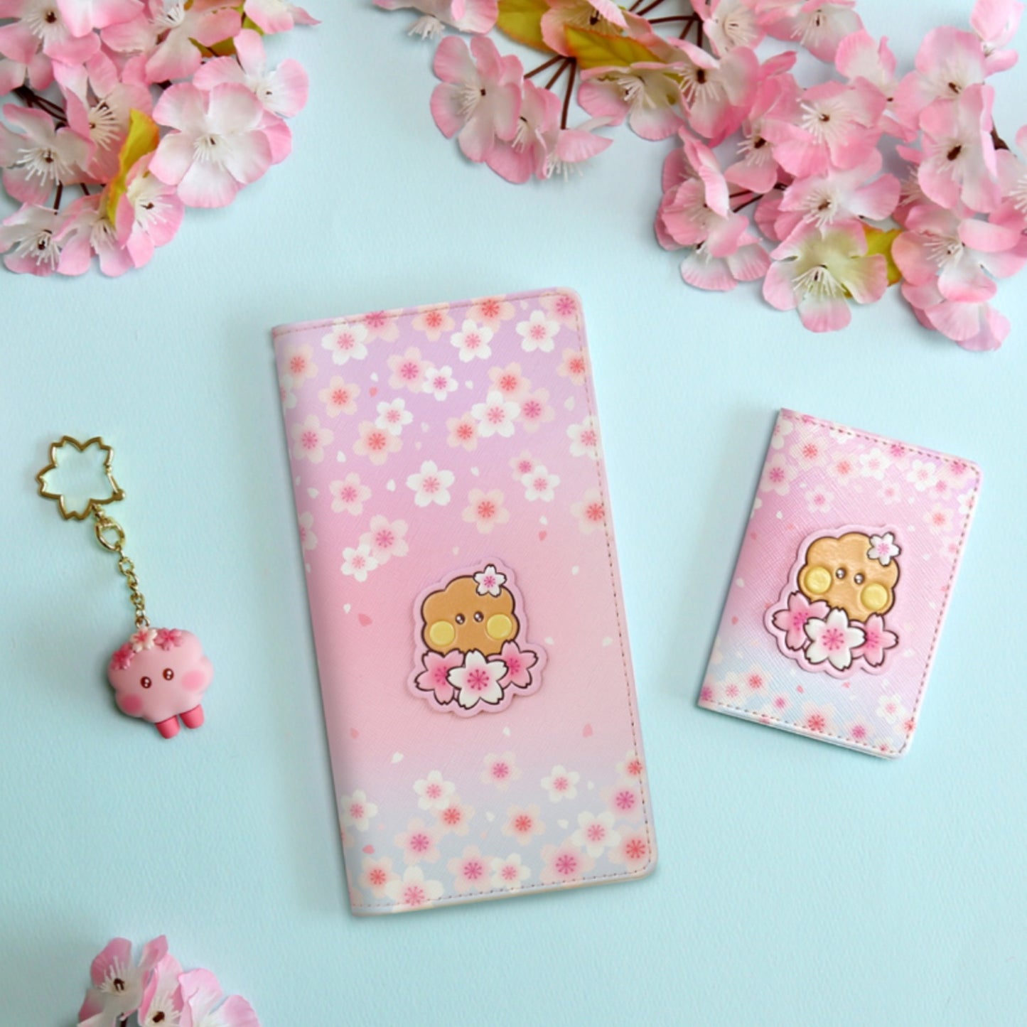 BT21 Minini Official Leather Patch Passport Cover Case L Size Cherry Blossom Ver