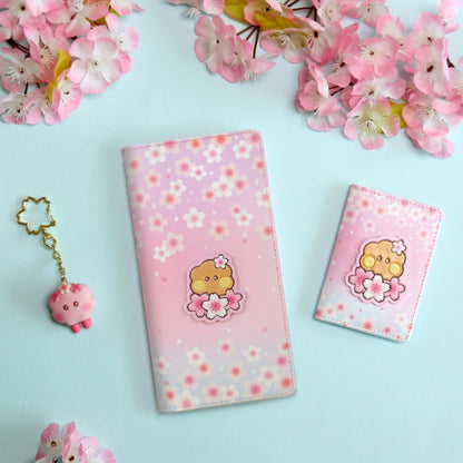 BT21 Minini Official Leather Patch Passport Cover Case L Size Cherry Blossom Ver