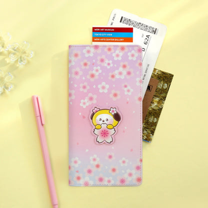 BT21 Minini Official Leather Patch Passport Cover Case L Size Cherry Blossom Ver