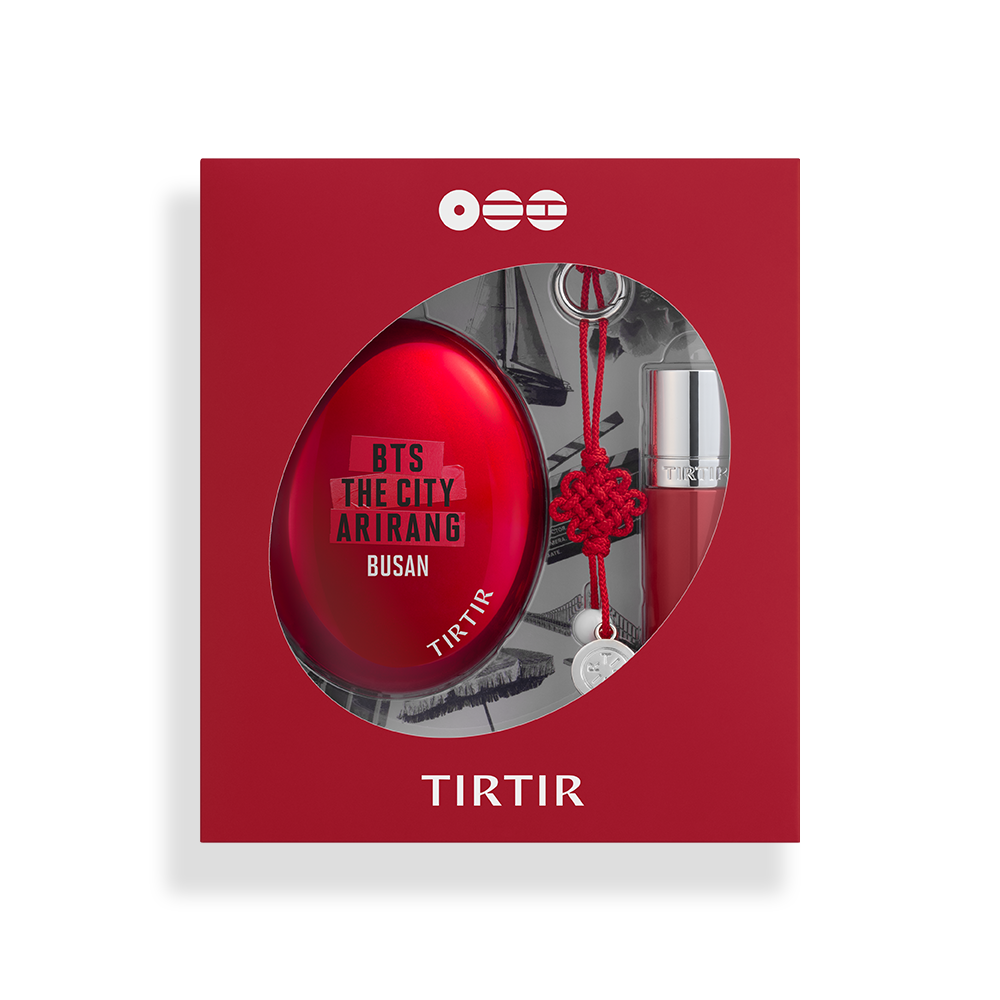 TIRTIR x BTS THE CITY BUSAN ICONIC RED DUO Set (Cushion + Lip Oil + Norigae Keyring)