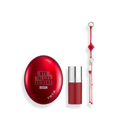TIRTIR x BTS THE CITY BUSAN ICONIC RED DUO Set (Cushion + Lip Oil + Norigae Keyring)