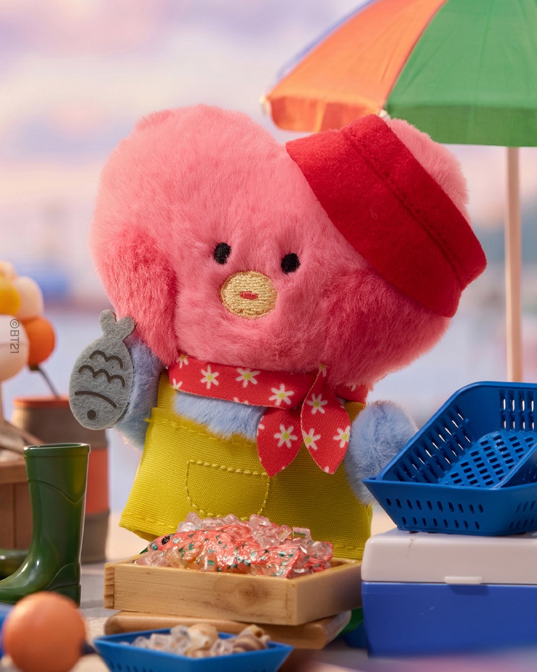 くまʕ。•ﻌ•。ʔꔛᰔᩚ。 BT21 Official BUSAN JAGALCHI MARKET Plush Keyring – K-STAR