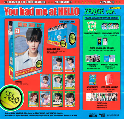 ZEROBASEONE ZB1 - YOU HAD ME AT HELLO 3rd Mini Album Zero Rose Poca Version