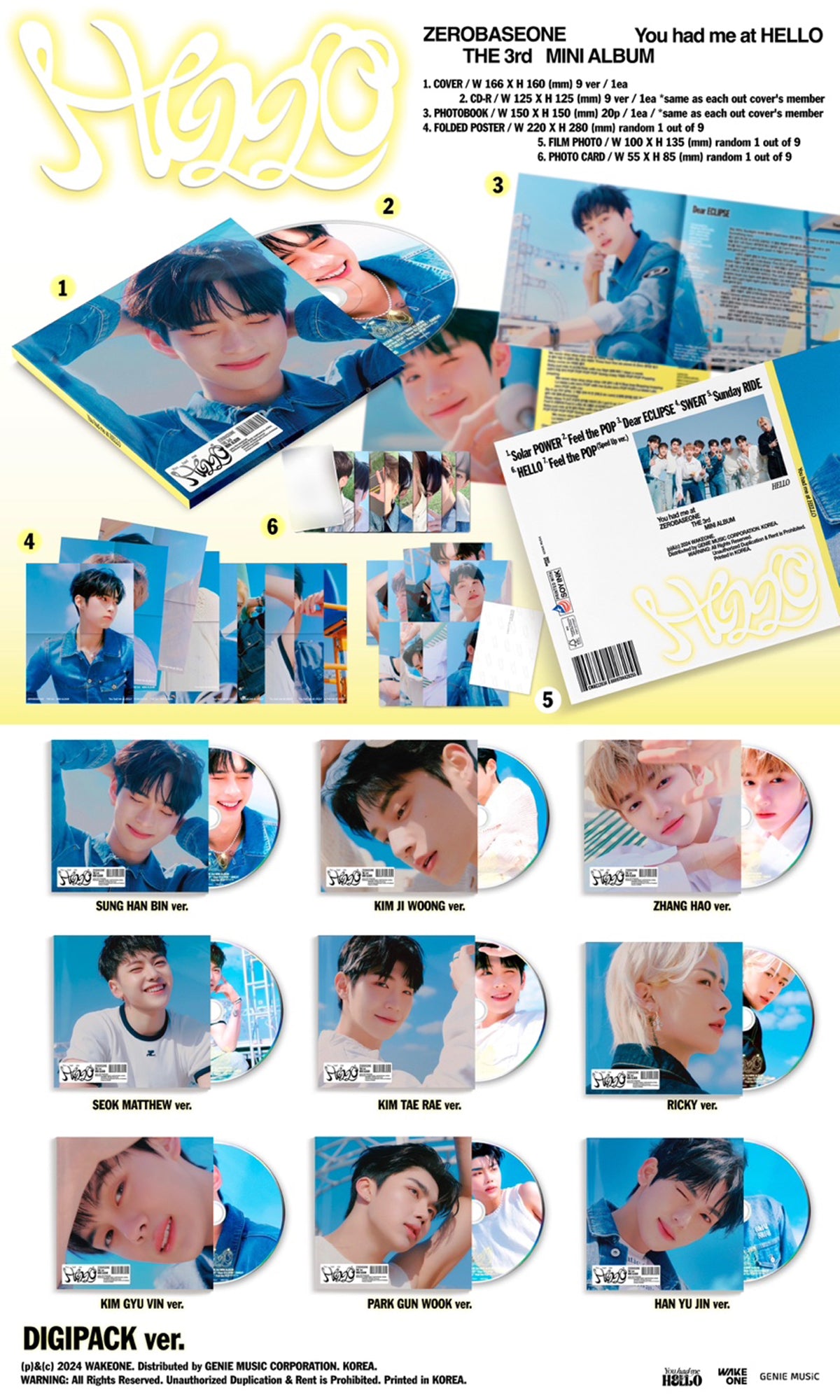 ZEROBASEONE ZB1 - YOU HAD ME AT HELLO 3rd Mini Album Digipack