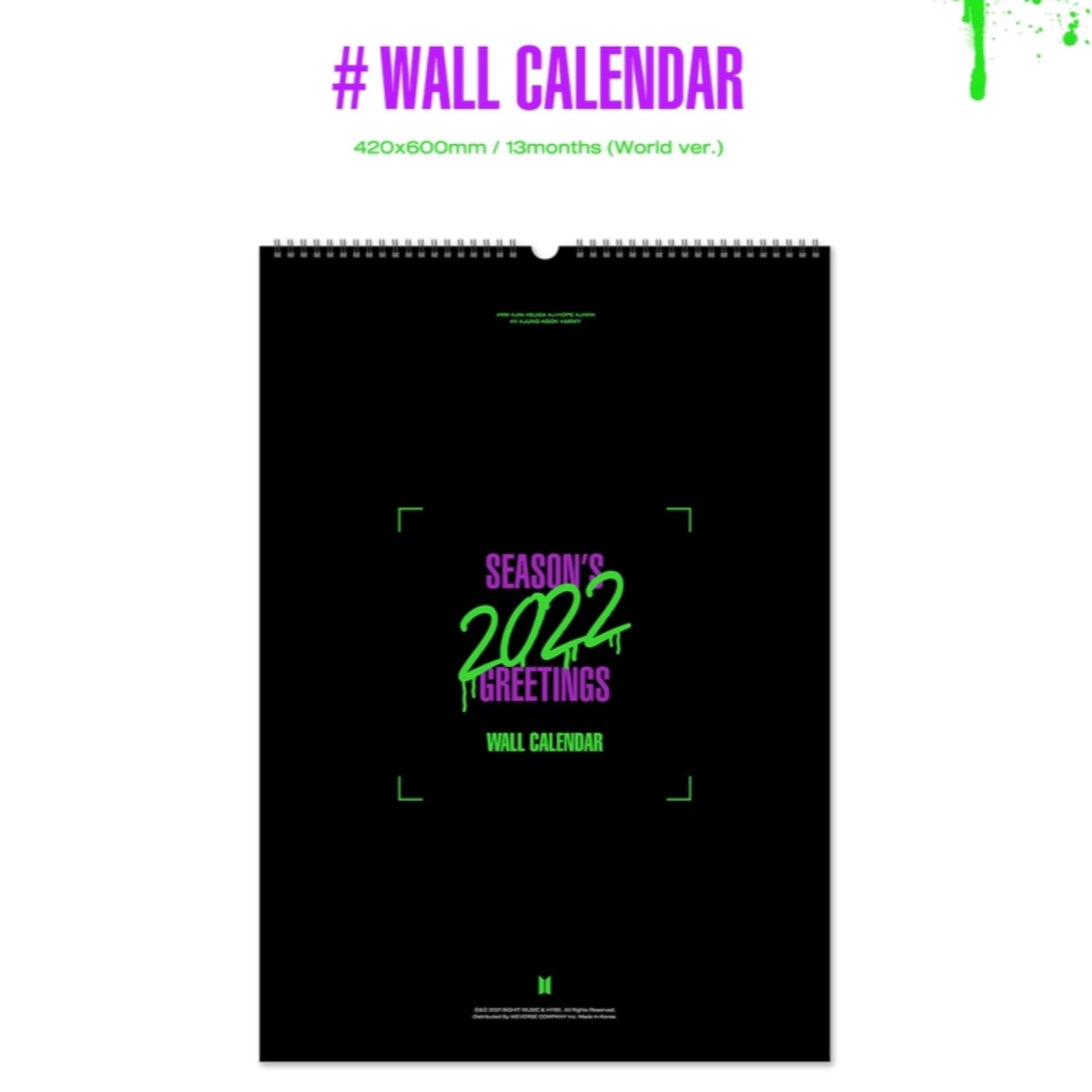 [HYBE] BTS Official 2022 Season's Greetings WALL CALENDAR