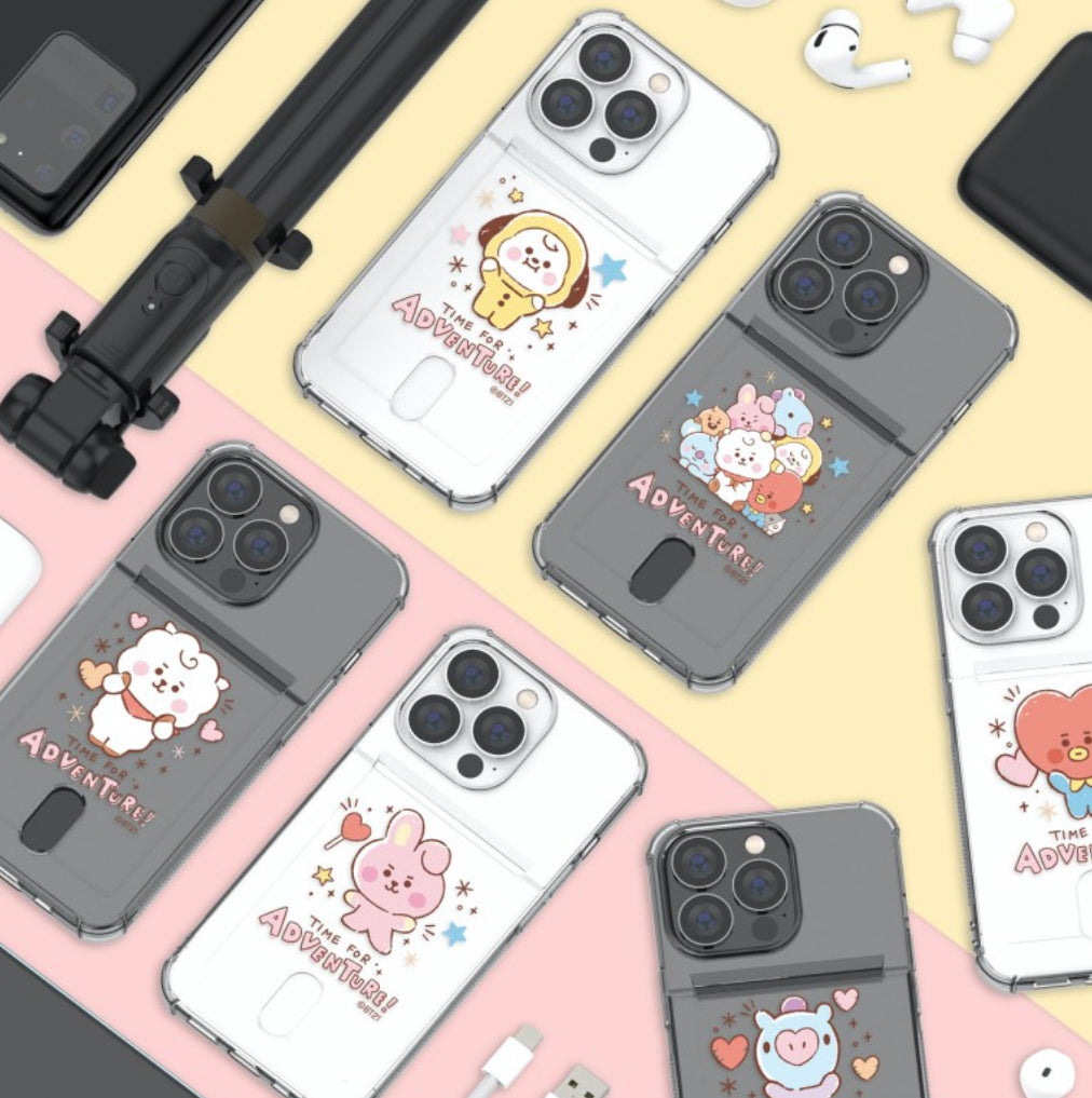 BT21 Baby Sketch Clear Air Cushion Card Case for iPhone