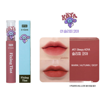 [BT21 JAPAN] BT21 x Etude House Cooky On Top Fixing Tint Complete Set (7ea)