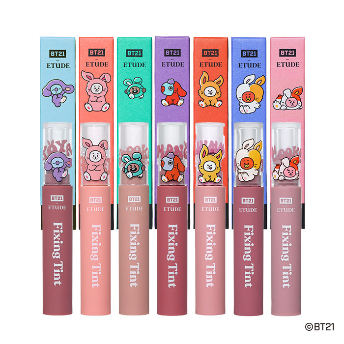 [BT21 JAPAN] BT21 x Etude House Cooky On Top Fixing Tint Complete Set (7ea)