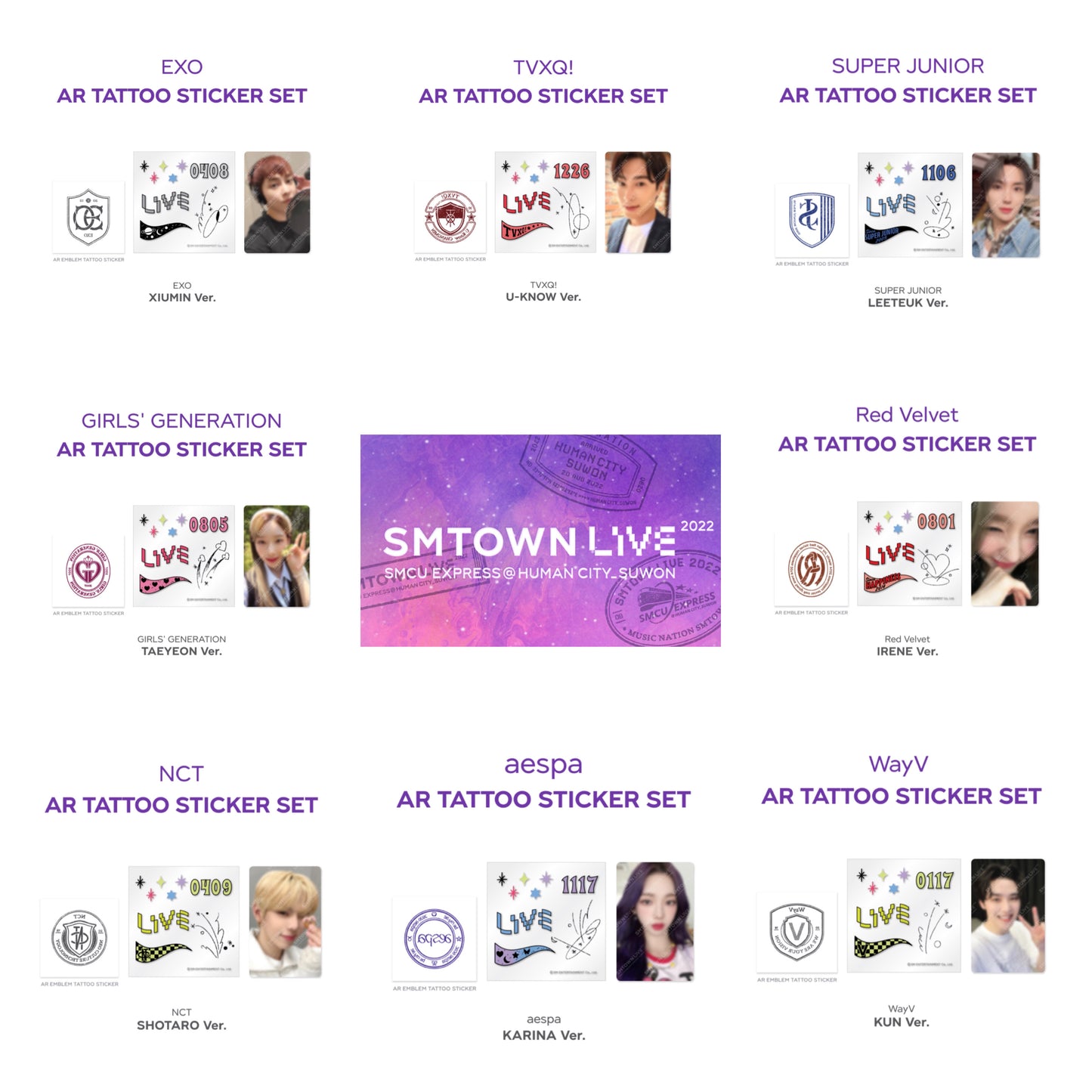 Beyond LIVE SMTOWN LIVE 2022 : AR TATTOO Sticker + Photo Card Set