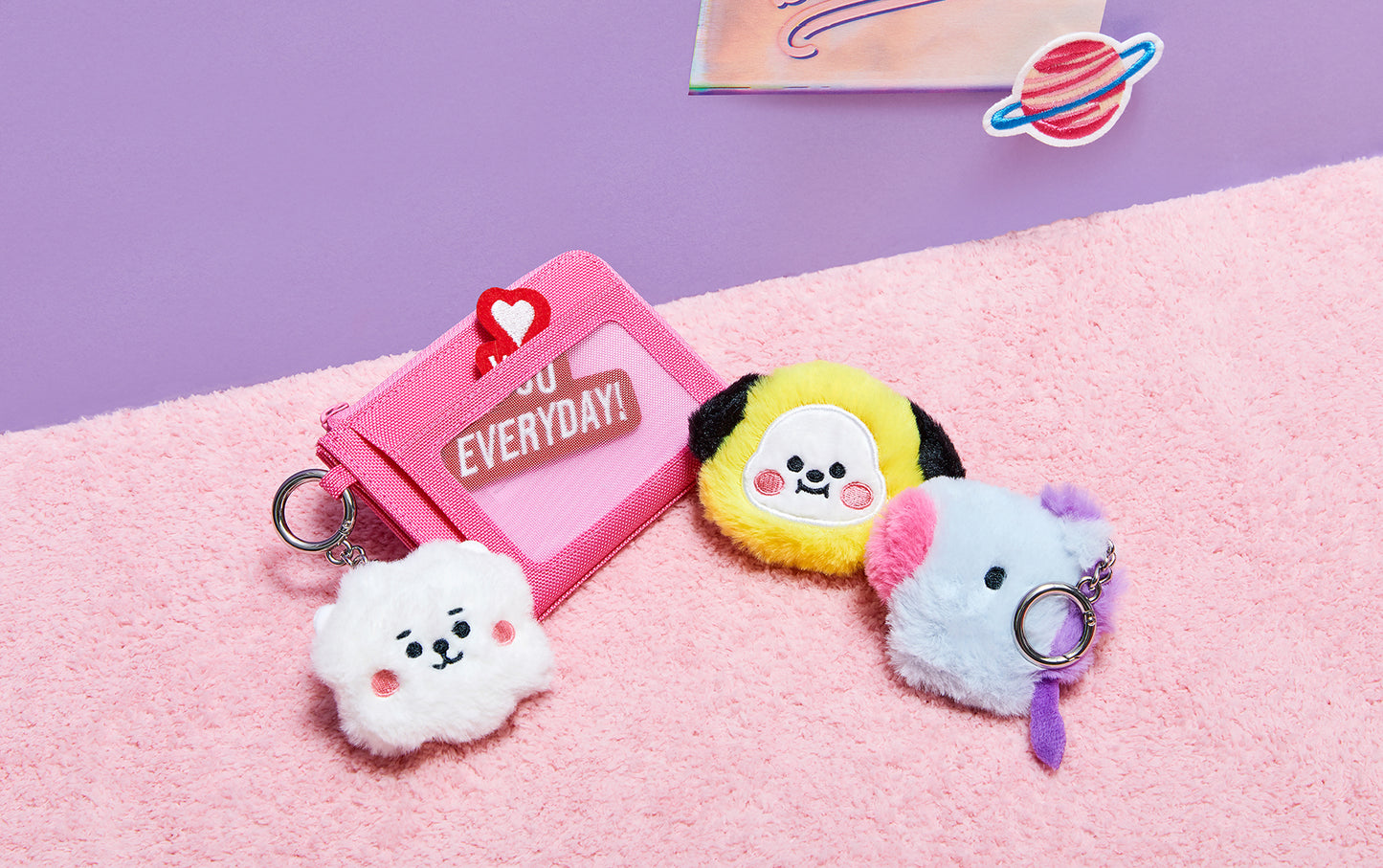 [LINE X BT21] Official BABY Flat Fur Series Face Keyring