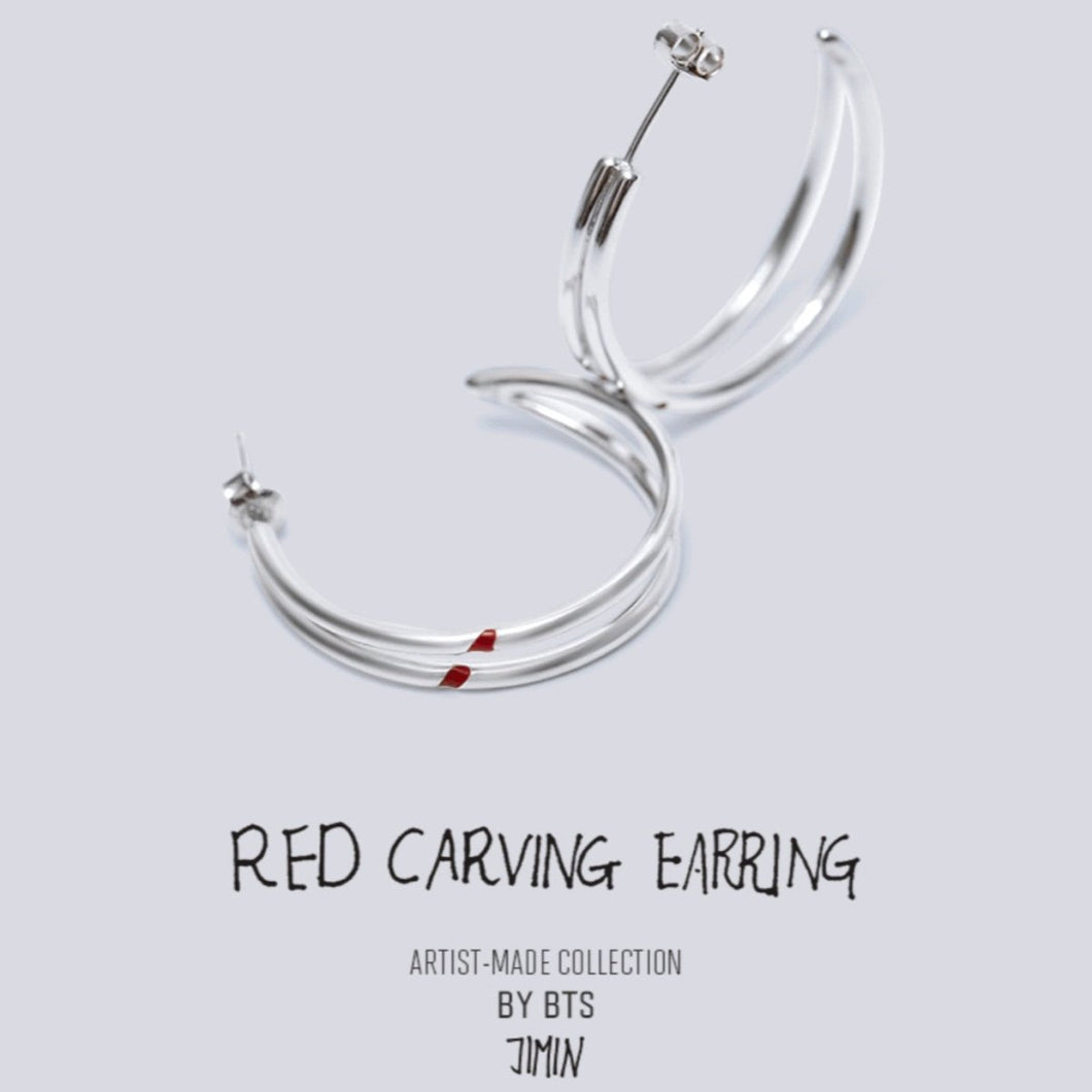 BTS JIMIN RED CARVING EARRING イヤリング ピアス925Silver-製造国 ...