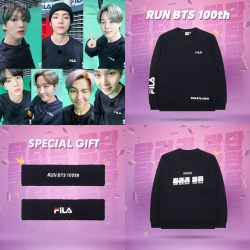 [BIG HIT] OFFICIAL Run BTS 100th FILA Sweatshirt (Free Shipping) - K-STAR