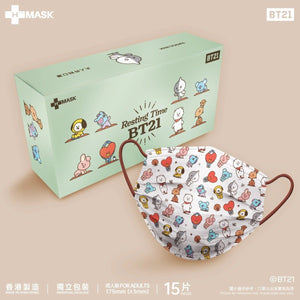 [BT21 HONGKONG] Official BT21 Disposable Mask Box 15ea (BFE+PFE+VFE) - K-STAR