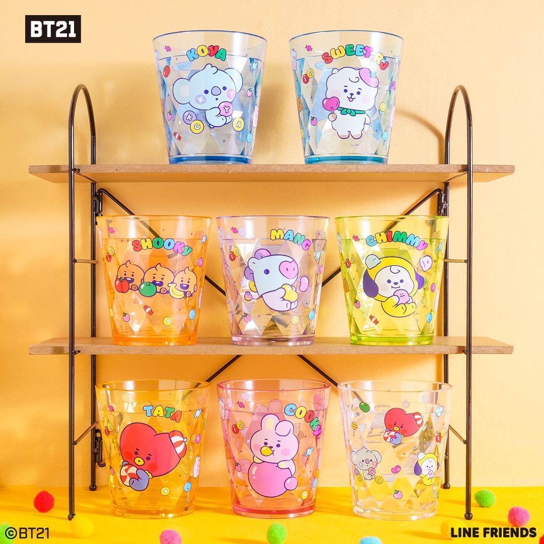 [BT21 JAPAN] BT21 Baby My Little Buddy Glitter Clear Cup + Canister + Plate Set - K-STAR