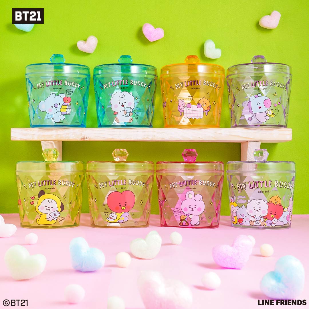 [BT21 JAPAN] BT21 Baby My Little Buddy Glitter Clear Cup + Canister + Plate Set - K-STAR