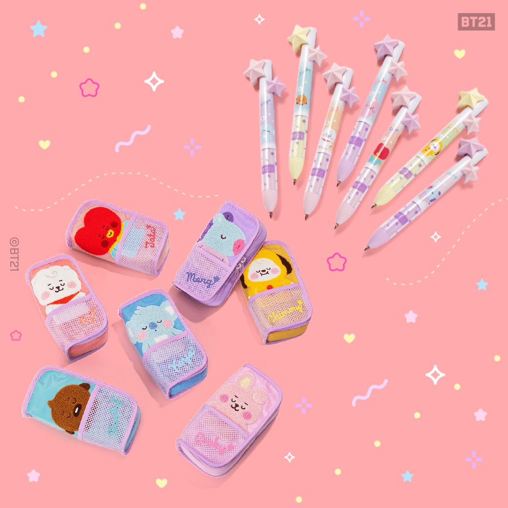 [BT21 JAPAN] BT21 Baby Tatton Baby Pen Case + Star 2 Color Ballpoint Pen - K-STAR