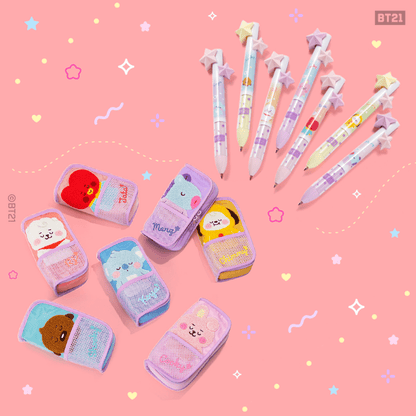 [BT21 JAPAN] BT21 Baby Tatton Baby Pen Case + Star 2 Color Ballpoint Pen - K-STAR