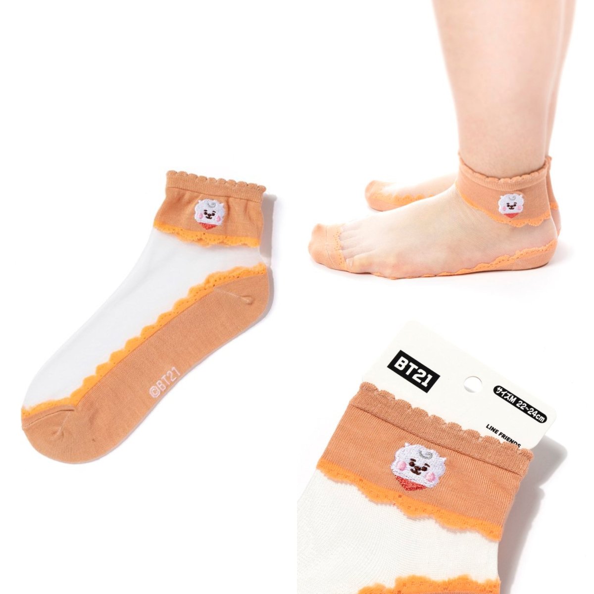 [BT21 JAPAN] Official BT21 Transparent Socks 7SET - K-STAR