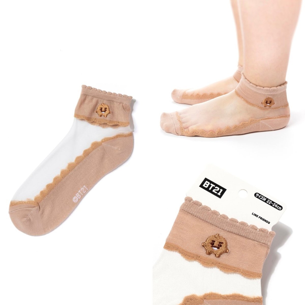 [BT21 JAPAN] Official BT21 Transparent Socks 7SET - K-STAR